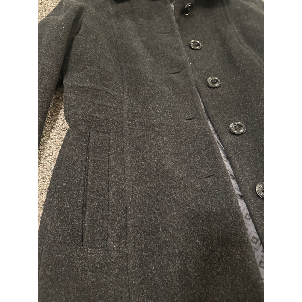 Anne Klein Gray Black Wool Blend Pea Coat Trench Petite 8 - Picture 13 of 13